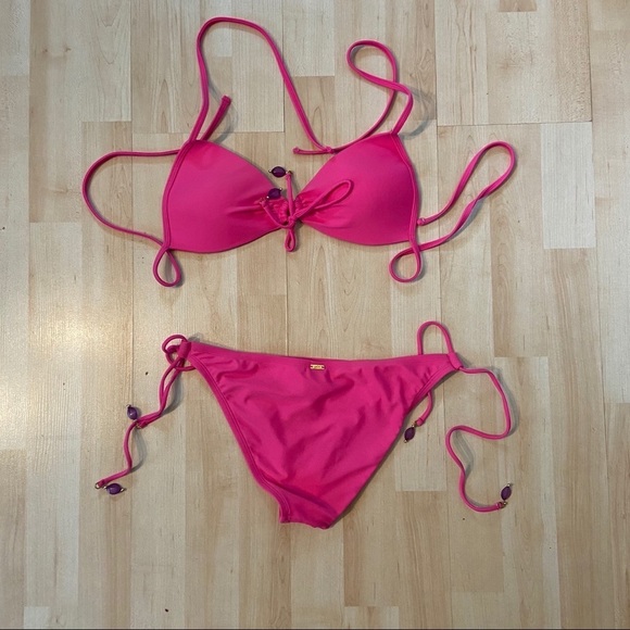 Sofia by Vix women’s beaded pink string bikini in size medium - Picture 2 of 11